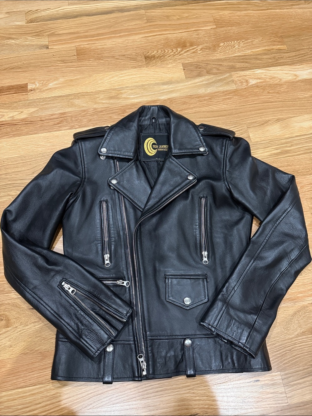 Prim Black Leather Lambskin Moto Jacket with Silver Hardware